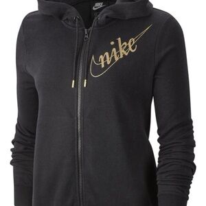Nike Women's Black and Gold Zip-Up Hoodie